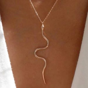 Anthropologie Minimalist Gold Snake Pendant Necklace - Women